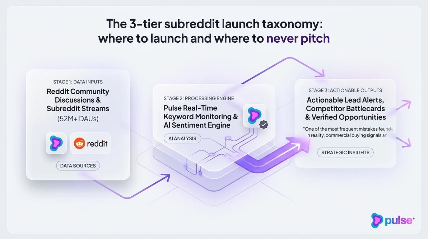 The 5-part builder teardown post architecture illustrating structure and content for Reddit SaaS launches