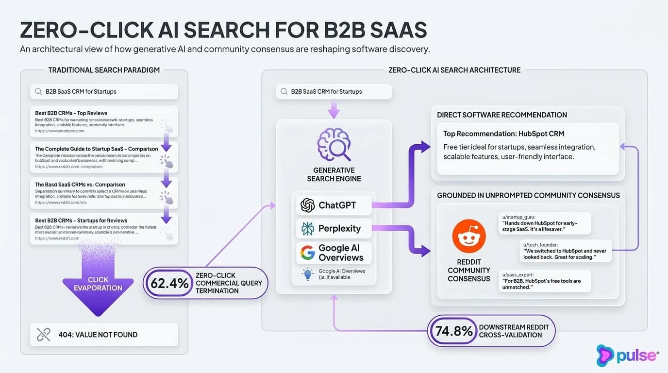 Zero-click AI search for B2B SaaS: how to survive the 60% organic click loss and win direct LLM recommendations